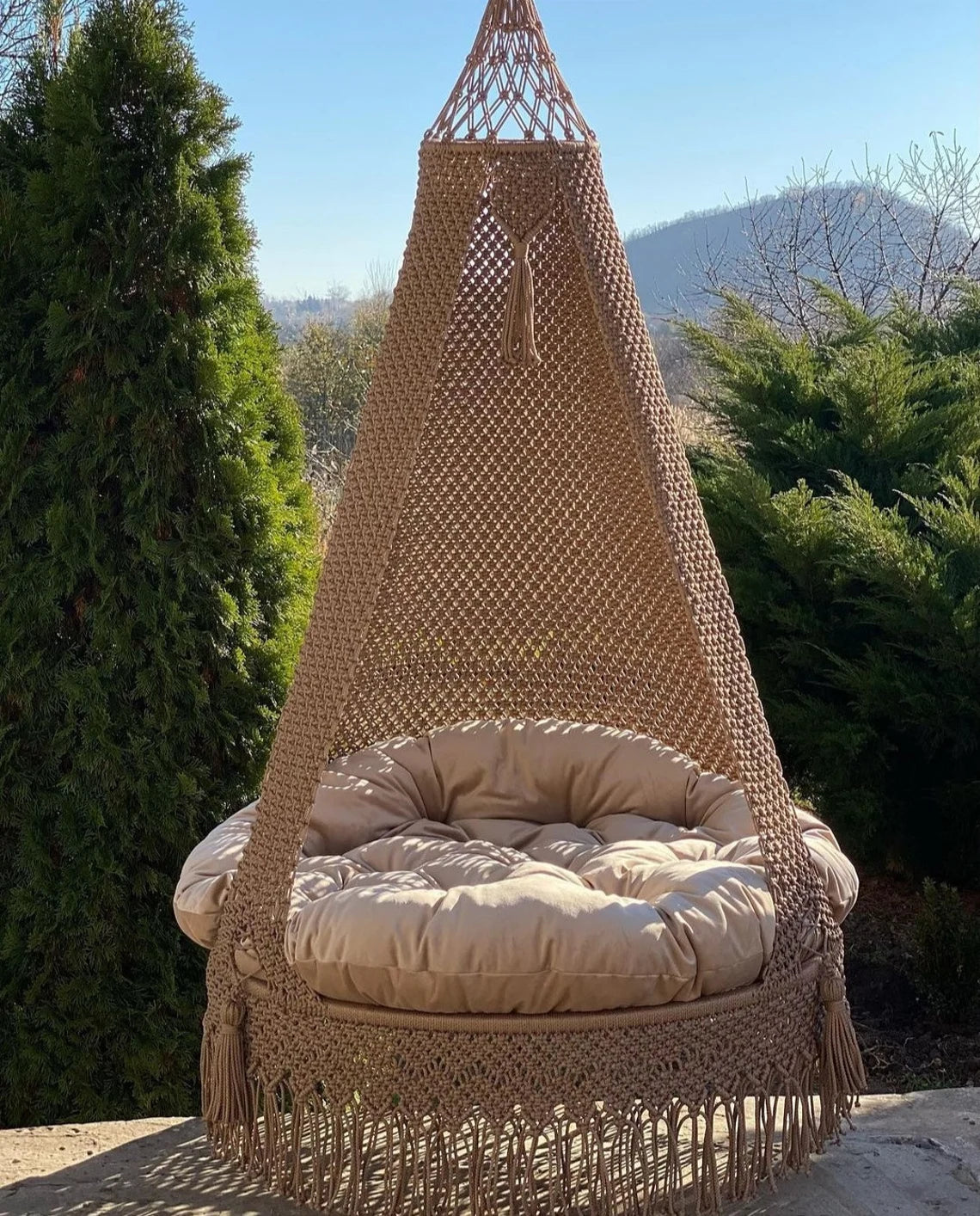 Brown Macrame Swing For Adults 40 inches - Leechoo